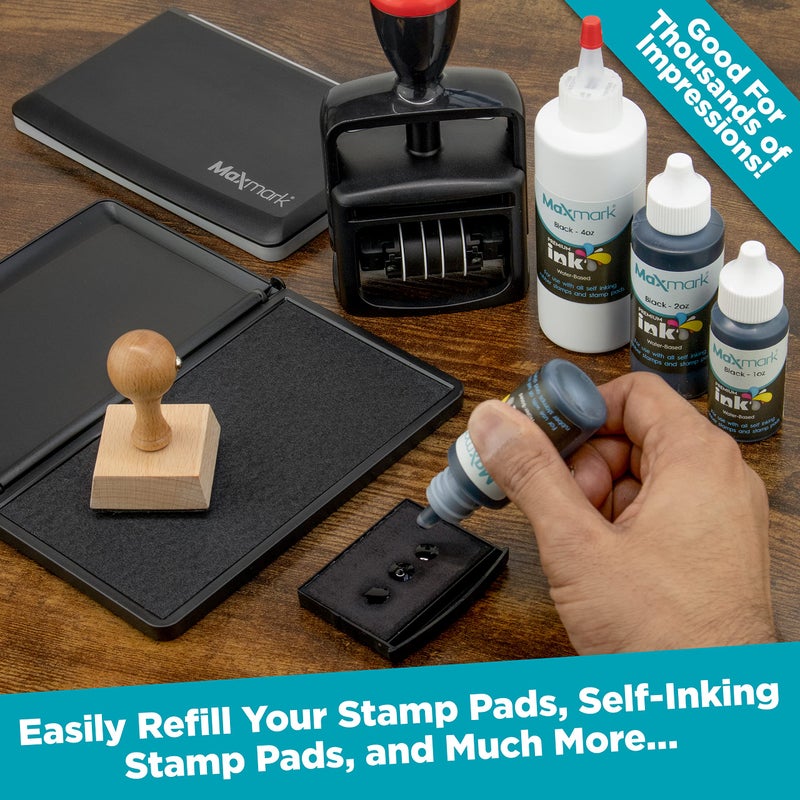 MaxMark Premium Refill Ink with Control Tip Bottle for Self-Inking Stamps, Red Color - 4 oz. - Image 3